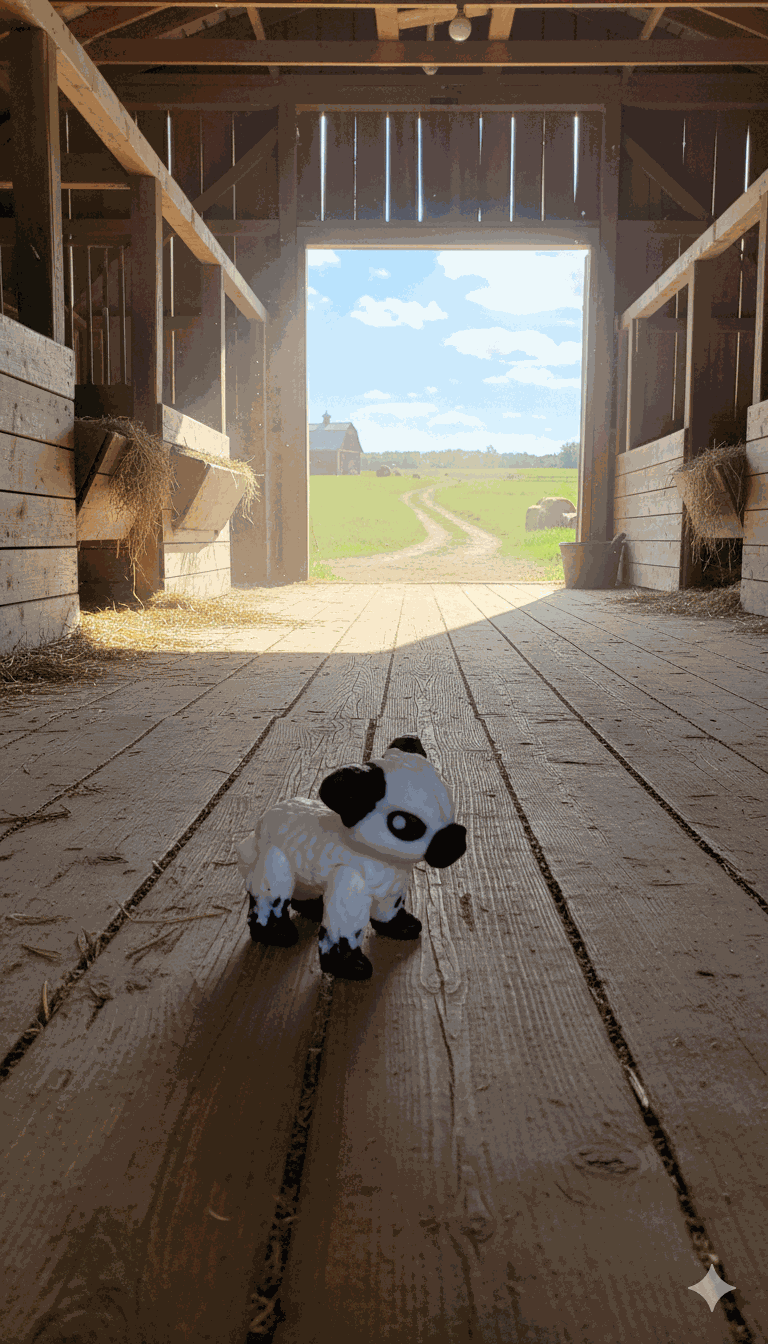 Small Highland Cow white/black