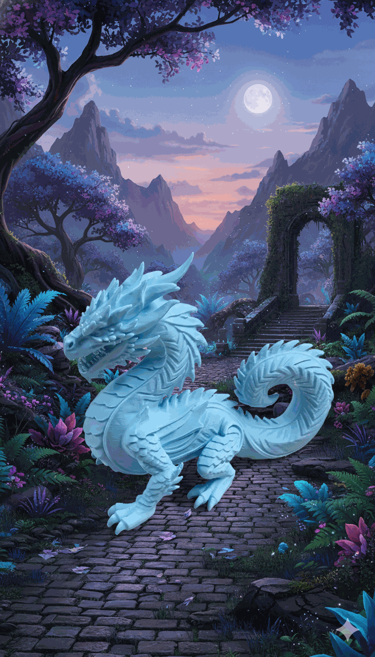 Ice Blue Dragon Sculpture