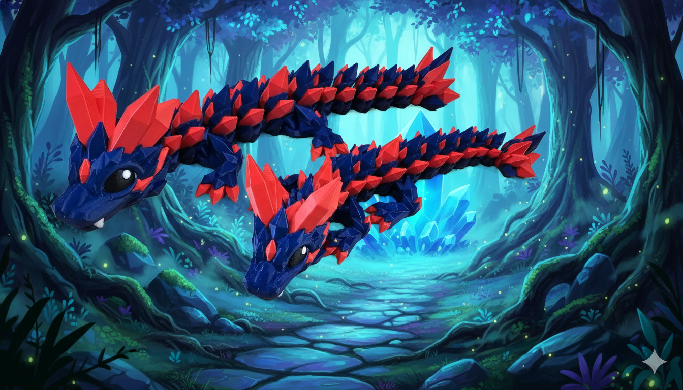 Pair Of Crystal Dragons Blue/Red