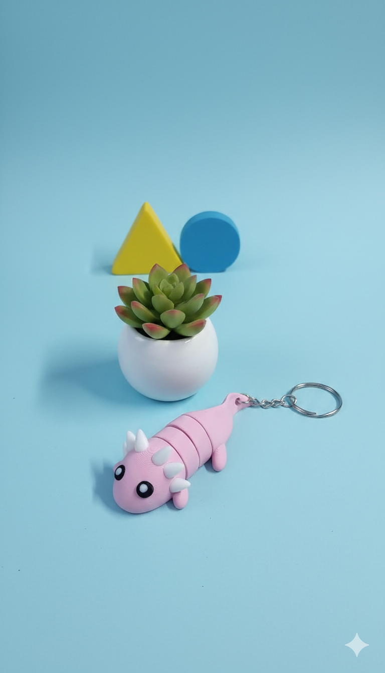 Axoloti Pink/White Flexable Key Chain