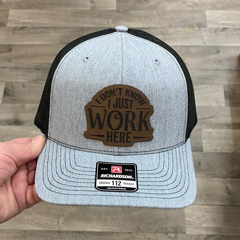 I Don't Know I Just work Here Hat Richardson 112 Heather Gray With Black Mesh